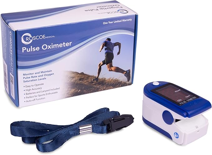 Roscoe Medical Finger Pulse Oximeter Oxygen Saturation Monitor - Pulse Ox Fingertip o2 Monitor for Pediatric and Adult - Sports and Aviation Use Only (Pack of 2)