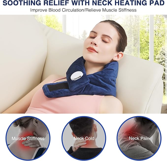 Heating Pad for Neck Pain Relief, Neck Heating Pad for Soreness Stiffness,Heated Wrap Warmer for Cervical Spondylosis,Auto Shut Off,86-158°F Temp Setting