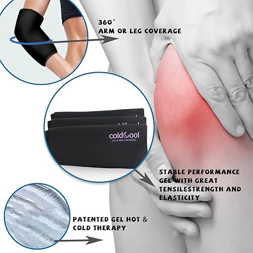Coldcool Knee Ice Pack Wrap for Meniscus Tear & ACL Recovery - Reusable Gel Cold Compression Sleeve.