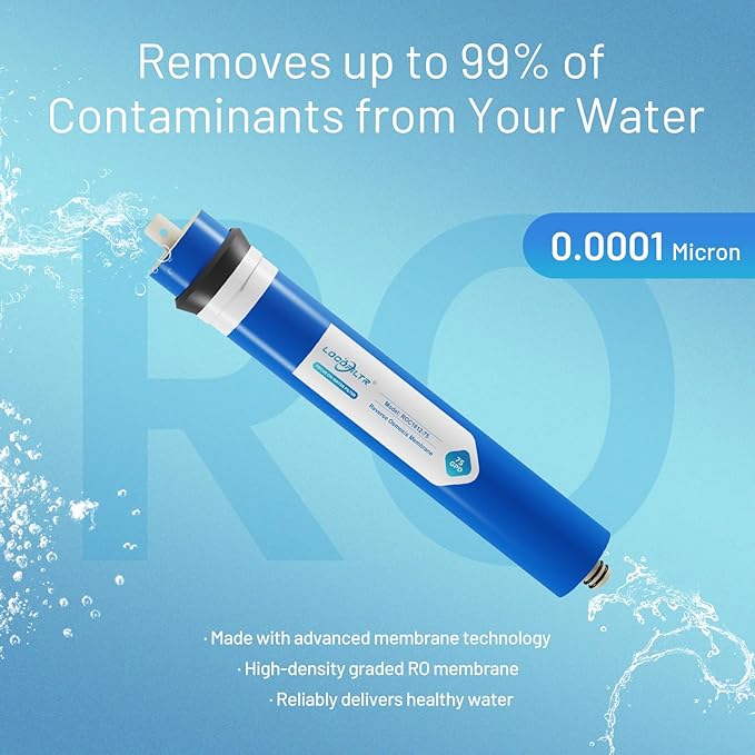 75 GPD RO Membrane Filter Replacement, Universal 11.75" x 1.75" Reverse Osmosis Membrane Element for Residential Undersink RO Drinking Water Filtration System (75 GPD)