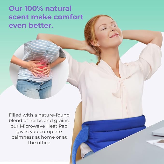 Microwavable Heating Pad for Lower Back and Menstrual Cramps - Moist Microwave Heating Pad for Muscles and Joints - Natural Microwave Hot Pack Heat Pad for Lower Back Pain - 1 Pack Blue