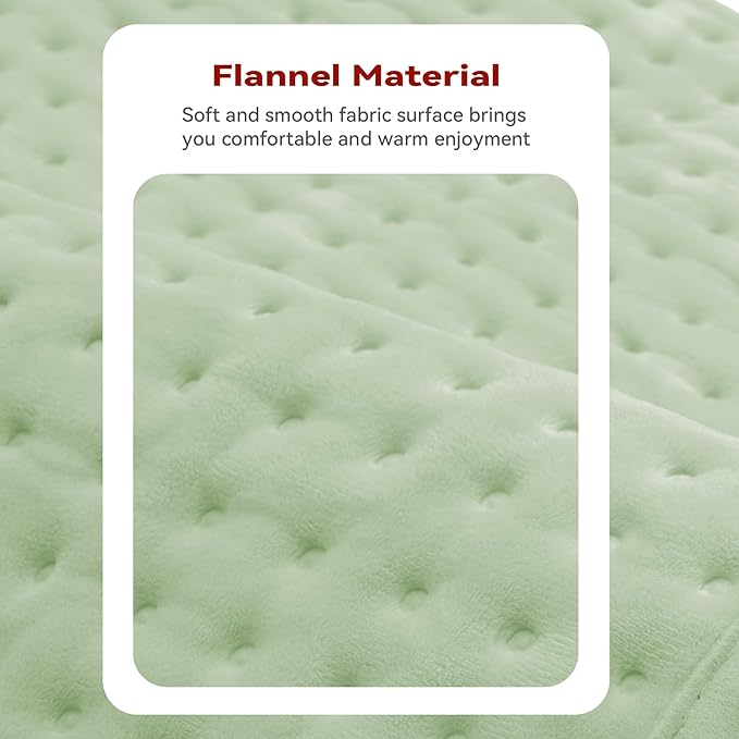 MASVIS Heating Pad for Period Cramps & Back Neck Shoulders Pain Relief, 24"x20" Large Heat Pad with 2-Hour Timer, 6 Heat Levels, Moist Dry Heat Options, Machine Washable, Gifts for Women Mom, Green