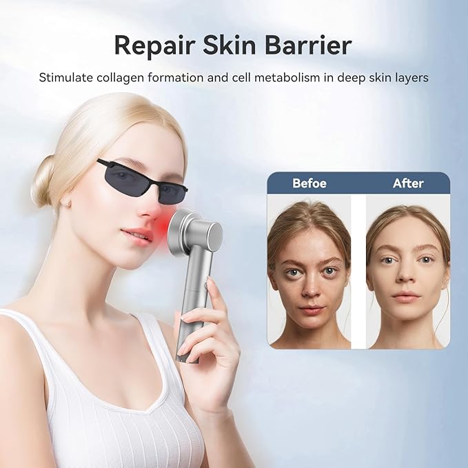 Cold Laser Therapy Device,Near-Infrared Red Light Therapy Device with Stand, Handheld Red Light Therapy for Face&Face with 3 Modes & Timer for Knee, Feet, Back（410nm-850nm）