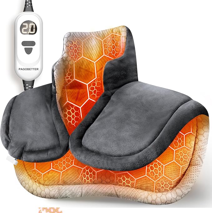 Graphene Heating Pad for Neck Shoulders Back, Weighted Electric Pad, 3X Deep Heating & Soft Flannel, 6 Heat Settings, 4 Timer Options, Machine Washable, 22"x18", Gifts for Women Men Mom Dad