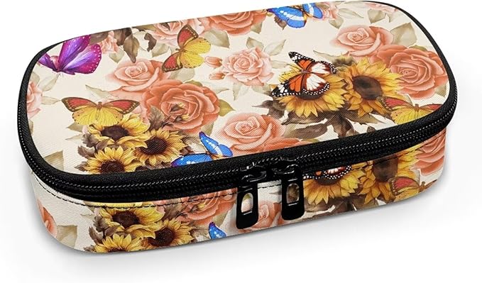 Sunflower Butterfly Insulin Cooler Travel Case - Medication Diabetic Insulated Organizer Portable Cooling Bag for Insulin Pen and Diabetic Supplies