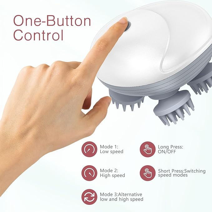LOFICOPER Electric Scalp Massager, Pet Massager for Dogs and Cats, Handheld Electric Scalp with 4 Rotating Massage Heads, 96 Massage Nodes, for Pet Relaxation, Soothing Mood