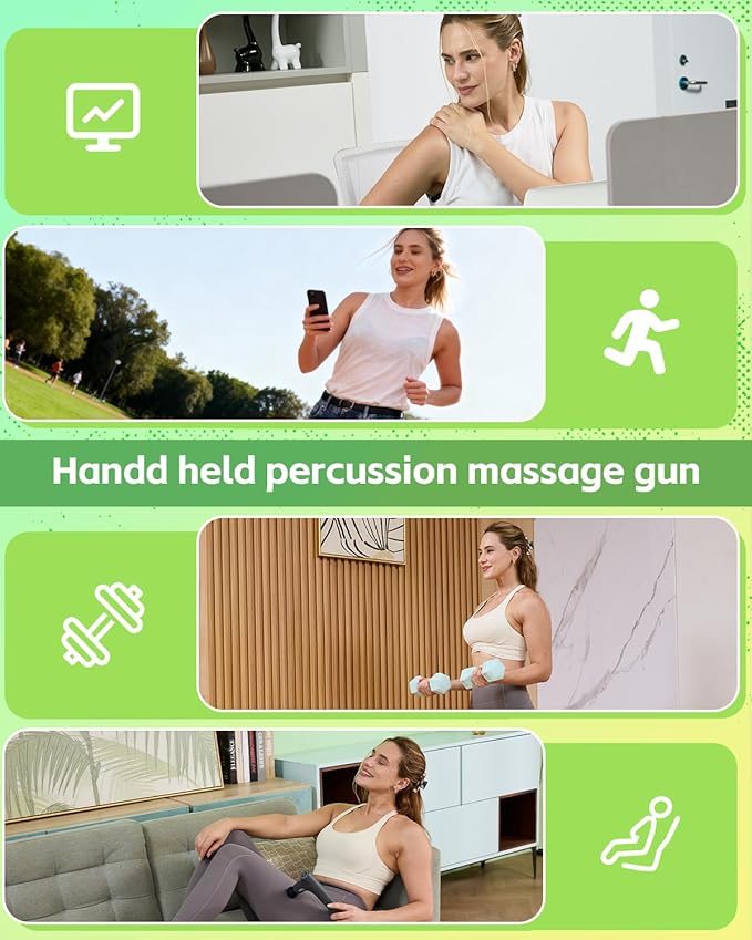 3-in-1 Massage Gun, Deep Tissue Percussion Massager with Extended Handle for Back Pain Relief, Portable for Gym/Office/Home,FSA-HSA Eligible