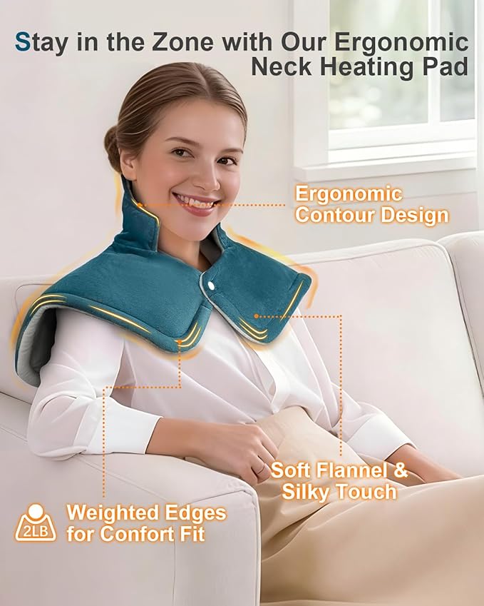 Weighted Heating Pad for Neck Shoulders Back, Upgraded PTC+NTC Even Heating, Versatile Electric Heated Neck Wrap for Full-Body Relax, Birthday Gifts for Women Men, Mothers Day Gifts for Mom Wife