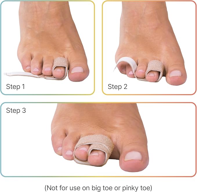 ZenToes Hammer Toe Corrector for Women & Men - Reusable Fabric Buddy Wraps for Broken Toes - Cushioned Toe Splint for Protection & Recovery & Hammertoe Straightener - 4 Count (Small, Beige)