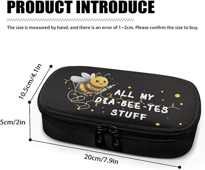 Rnyleeg Black Diabetic Bag for Supplies All My Diabeetes Stuff Insulin Cooler Travel Case Portable Diabetes Supplies Case for Home Diabetic Care