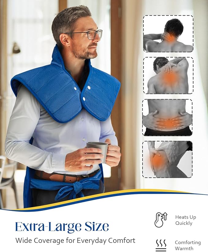 Heating Pad for Neck and Shoulders and Back, Mothers Day Gifts for Mom Wife Grandma Birthday Gifts for Women Men, Weighted Neck Shoulder Heating Pads, Large Heat Pad 6 Heat Levels 4 Auto-Off 22" x 37"