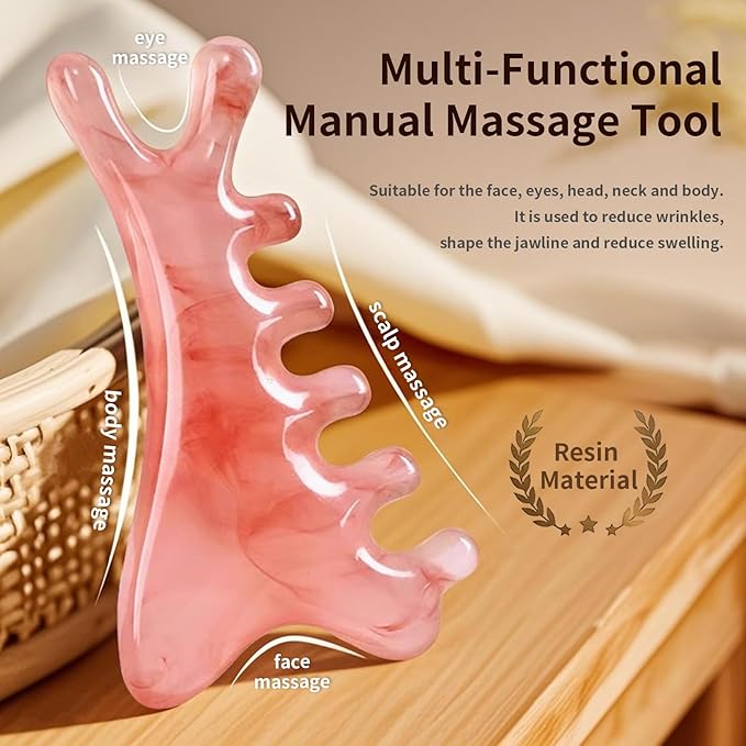 Multi-Functional Manual Massage Tool, Suitable for The Face, Eyes, Head and Neck. It is Used to Reduce Wrinkles, Shape The Jawline and Reduce Swelling. Skin Care Tool (Red)
