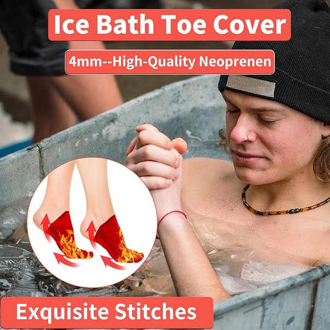 2 Pairs Ice Bath Toe Socks, Cold Plunge Toe Covers, Ice Bath Toe Booties Cold Plunge Toe Booties, Cold Plunge Tub Accessories, Reusable Neoprene Toe Warmers for Cold Plunge at Home
