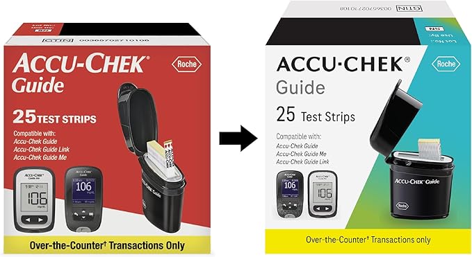 Accu-Chek Guide Glucose Test Strips for Diabetic Blood Sugar Testing (Pack of 25)
