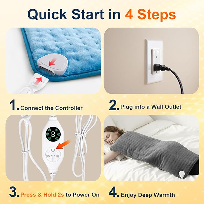 High-Heat Boost & Rapid Heat Up XL Heating Pad 33"x17" for Back/Neck/Shoulder Pain Relief, Full Body Electric Pad for Period Cramps/Sore Muscles, Deep Moist Heat (Summer Night Grey, 33"x17")