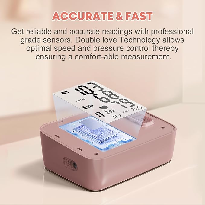Blood Pressure Monitors,Pink Blood Pressure Machine Bp Cuff Automatic Upper Arm with 8.7”-16.5 inches Adjustable Automatic High Blood Pressure Cuff for Home Use 2 x 90 Sets Memory (Blue BP Cuff)