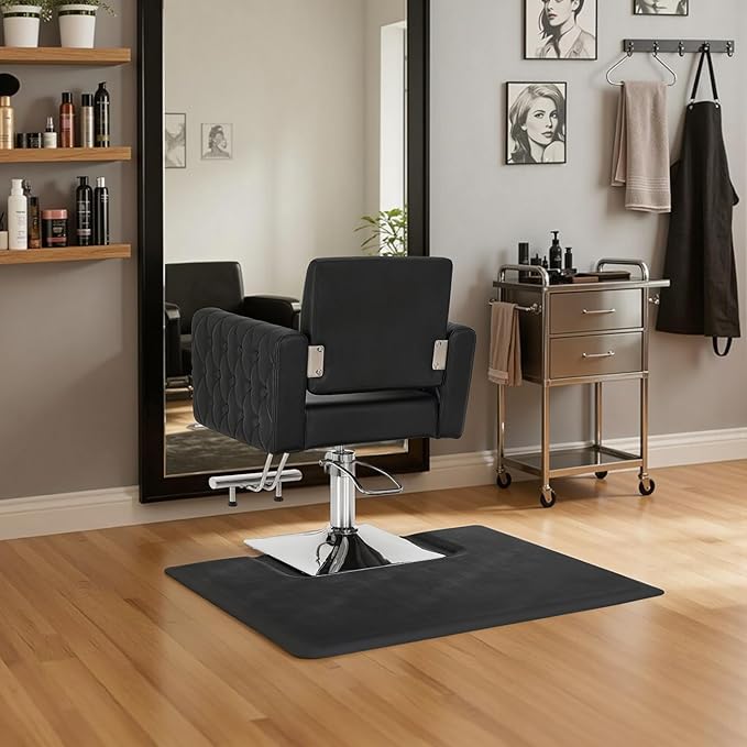 BarberPub Anti-Fatigue Salon Floor Mat for Square Base Chair, PU Comfort Rectangle Barber Standing Mat for Hair Styling, Home & Small Salons 0030 (3' x 4' x 3/4")