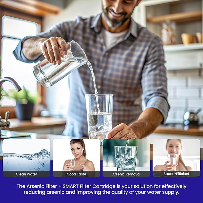 Crystal Quest Arsenic Removal + SMART Filter Cartridge 4-5/8" x 9-3/4" - Reduces Arsenic, Long-Lasting, Easy Installation, Heavy-Duty Water Filtration