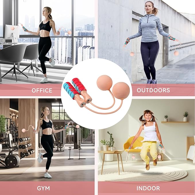 Cordless Jump Rope for Fitness with Indoor Jumping Rope Weighted Ropeless Skipping Jump Rope for Men Women Kids High-Speed Rope Skipping for Narrow Space Fit Weight Loss and General Workouts