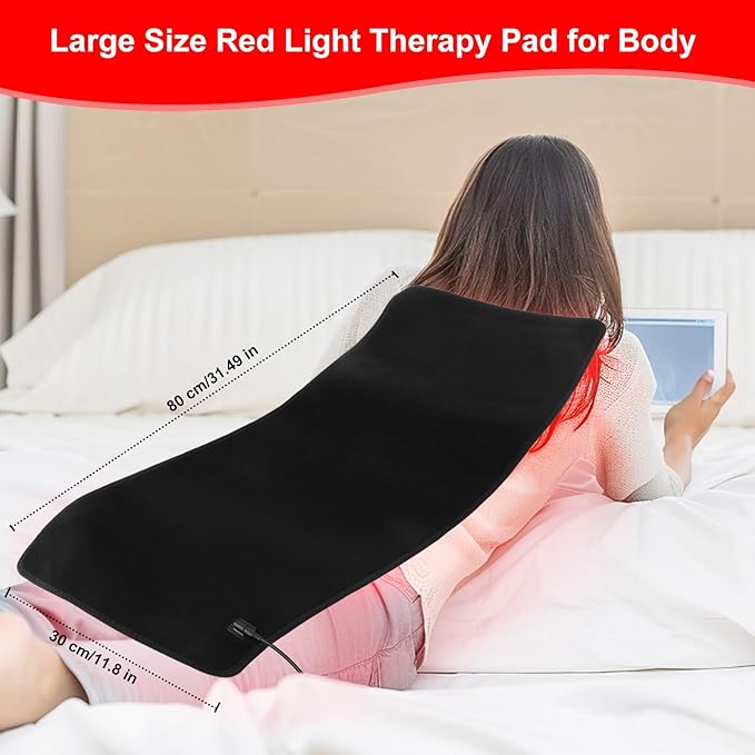 Red Light Therapy Pad Wearable 660nm & 850nm Infrared Light Therapy Mat Devices 31.5" x 11.8" Large Wrap Belt for Body Back Shoulders Waist Joint Muscle Pain Relief
