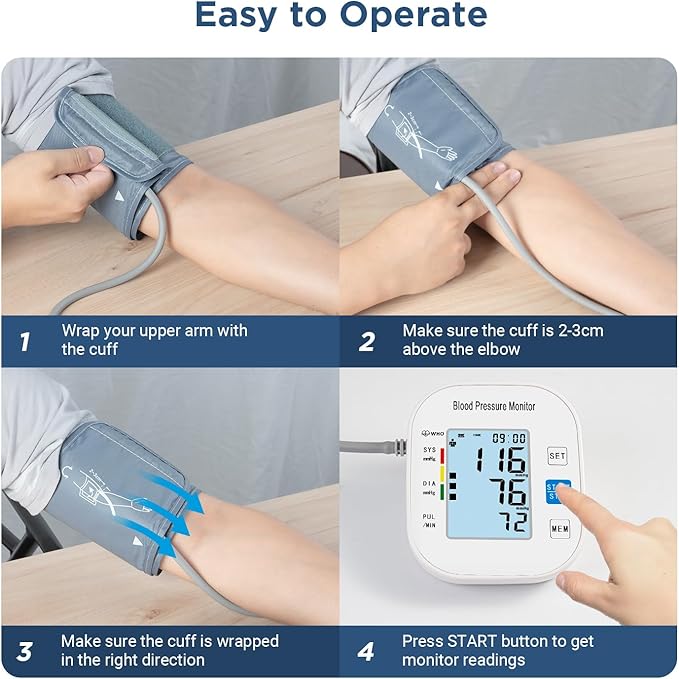 Blood Pressure Monitors, Automatic Upper Arm Blood Pressure Machines for Home Use with Large Cuff Adjustable BP Machine for Adult Elderly BSX583 (White)