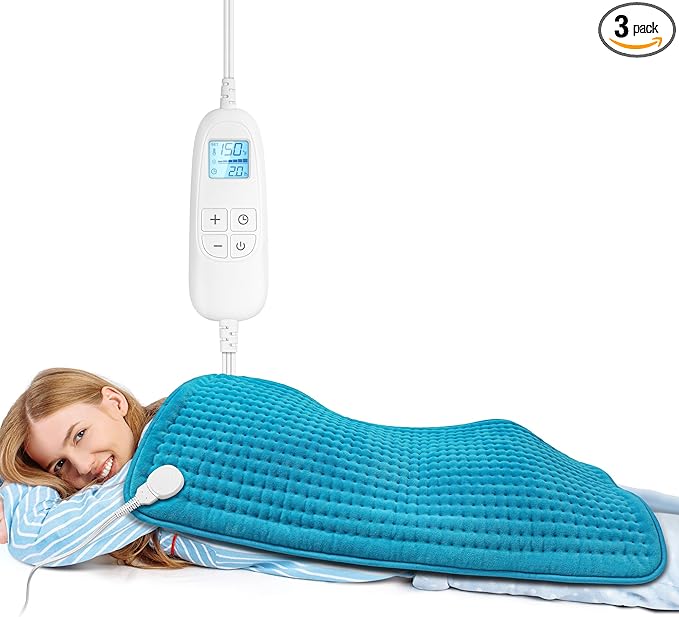 FluffyWarmth Electric Heating Pad for Back, Extra Large 17''x 33'' XXXL for Full Body,Menstrual Period Cramps,Neck Shoulder Back Pain Relief, 6 Heat Settings 4 Timers Heating Pad, Gifts for Women Men