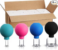 BBTO 4 Pcs Glass Facial Cupping Set Silicone Vacuum Suction Massage Cups Skin Tightening Therapy for Face Body Eyes Back Shoulder Pain(Multicolor)