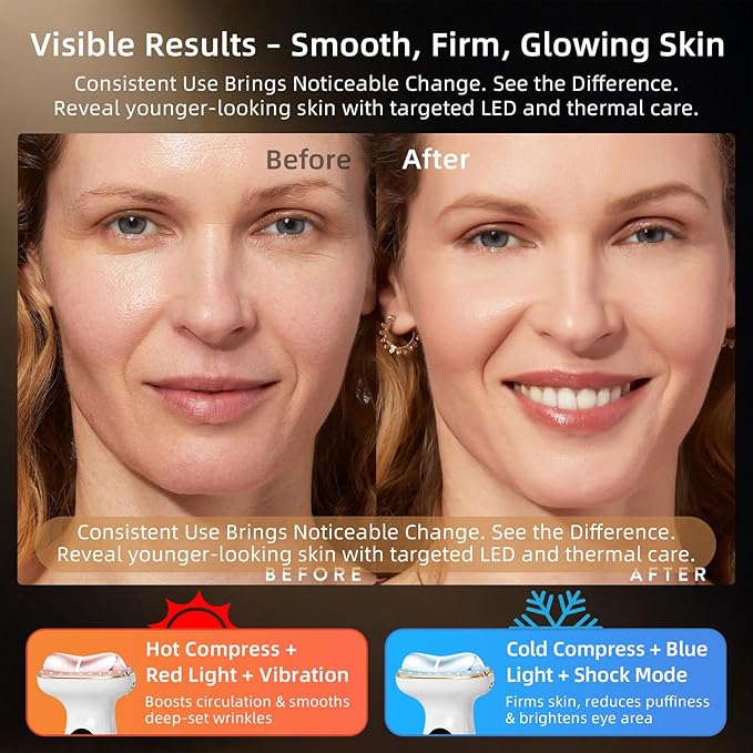 Red Light for Face & Neck Beauty Massager, 7-in-1 LED Gua Sha Sculptor,Microcurrent,Vibration for Face Neck Eye Lifting,Wrinkles,Puffiness,Firming Puffiness & Firming Skincare Tool Women's Day Gifts