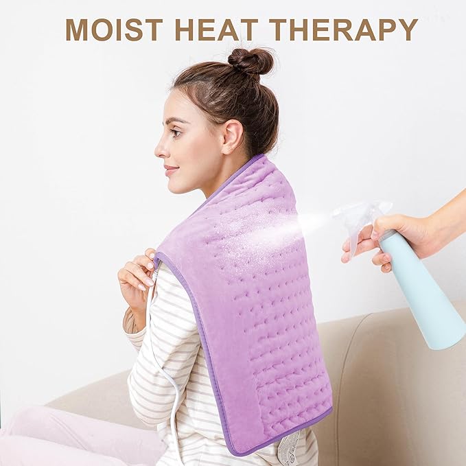 Deepsoon Heating Pad,Electric Heating Pads for Back,Neck,Abdomen,Moist Heating Pad for Shoulder,Knee,Arms,Legs,Dry/Moist Heat & Auto Shut Off,Christmas Gifts for Men and Women,Light Purple,24x20 Inch