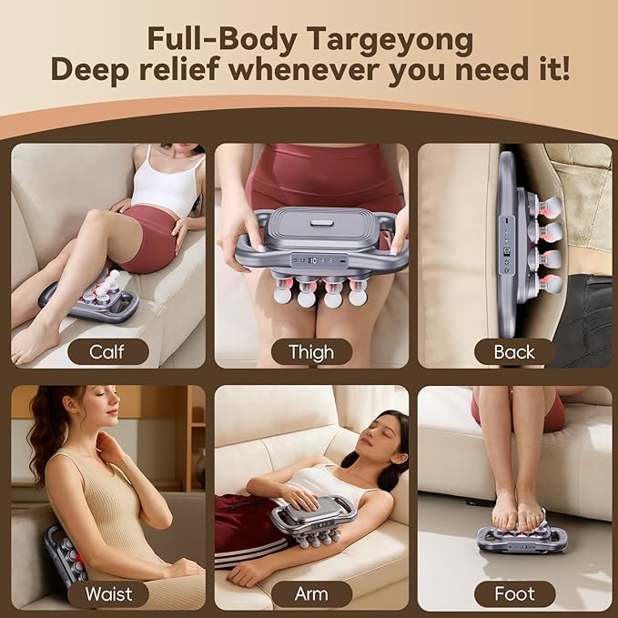 16-Head Massage Gun,2026 Upgrade Deep Tissue Percussion Massager with 9 Modes 9 Intensities, 2600mAh 6H Runtime, Quiet Muscle Tension Release Electric Massage Tools for Back, Shoulders, Legs