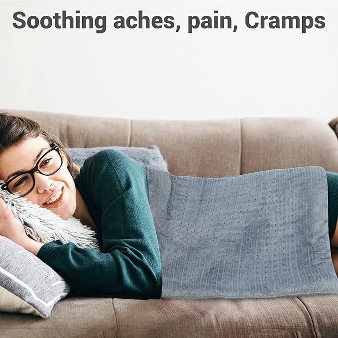 Heating Pad for Back Pain and Cramps Relief，19"x24" Large Electric Heated Pad for Shoulder,Neck,Moist Heat,2 Hours Auto-Off Hot Heated Lap Pad，Machine Washable