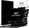4-Way Magnetic Privacy Screen for iPad Pro 11 Inch M4/M5 [2024/2025 5th/6th Gen], 360 Removable Anti Blue Light Glare Spy Filter, High Sensitive Bubble-Free Black Security Screen Protector