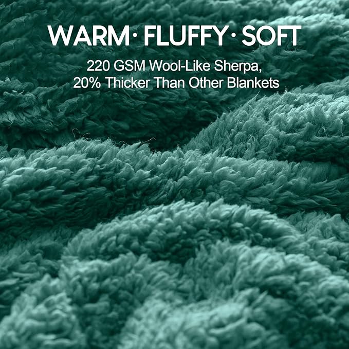 Cottonblue Weighted Blanket 15lbs for Twin Bed, Faux Fur Sherpa Weighted Blanket for Adults, Plush Cozy Bed Heavy Blanket for Calm and Relax,Forest Green, 48x72 inches