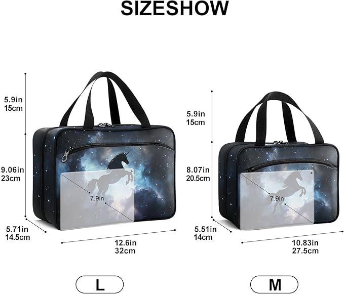 Fustylead Mysterious Unicorn Silhouette in Galaxy Nebula Large Medicine Bag Travel Pill Bottle Organizer with Zipper, Empty First Aid Bag for Camping Hiking Outdoors