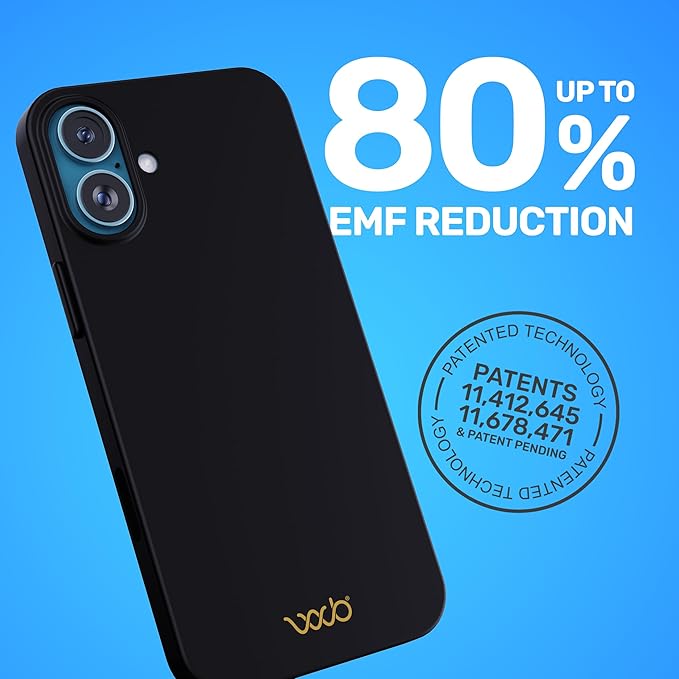 WAVEBLOCK EMF Protection Silicone iPhone Case, Radiation Blocker Cell Phone Case, 5G Shield Reduction, Lightweight, USA Patented and Tested in FCC Lab, iPhone 16 Plus Black