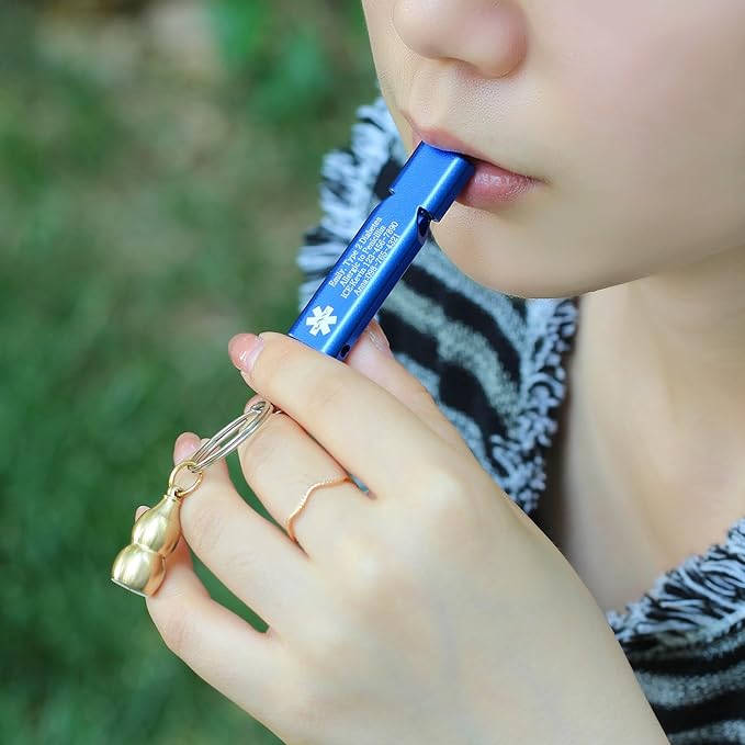Medical Keychain with Gourd Pill Case – High Pitch Dual Tube Survival Whistle YA6000