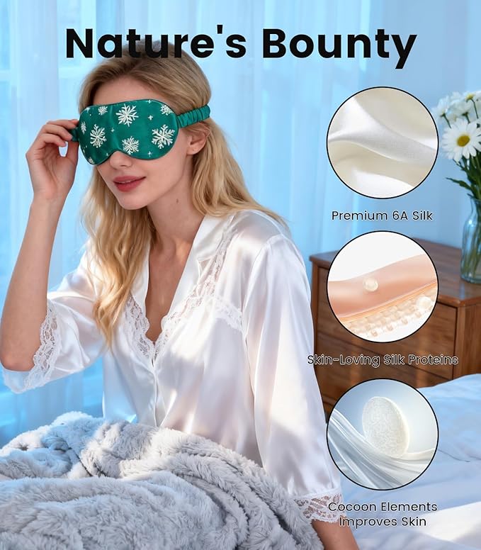 Formé & Found Luxury Silk Sleep Mask – 100% 6A Mulberry Silk, 22 Momme | Ultra-Soft Breathable Eye Mask with Comfortable Elastic Band | Premium Sleep Aid & Gift for Women & Men(Sante Green)