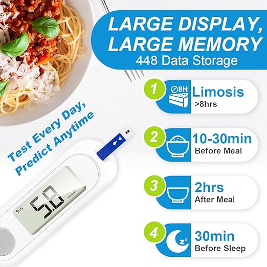 Blood Sugar Monitor,Glucose Monitor Kit with 50 Test Strips & 50 Lancets for Diabetes Testing, Blood Glucose Meter with Auto Eject, No Coding & Large LCD for Seniors