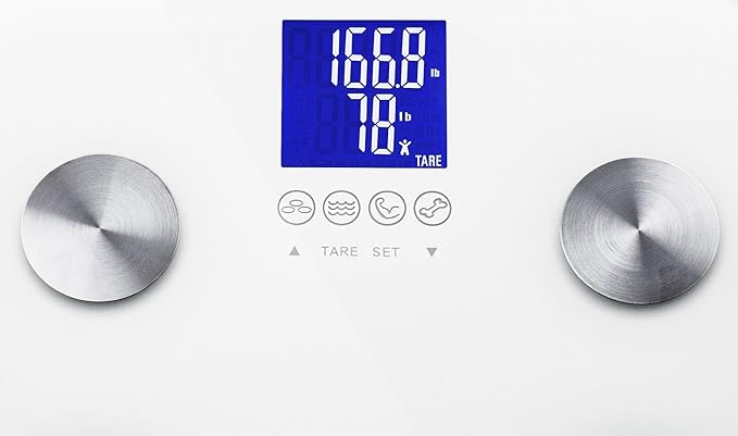 Ozeri Touch 440 Lbs Total Body Weight Scale (Body Fat, Muscle, Bone, Weight & Hydration), Auto Recognition Bath Scale with Infant Tare