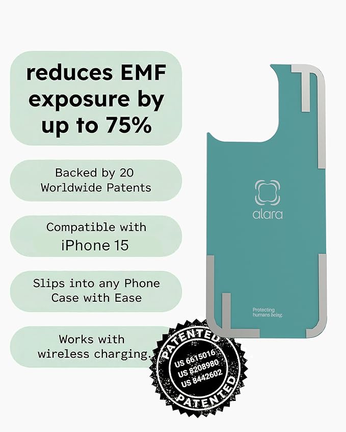 EMF Cell Phone Insert for iPhone 15, Advanced 5G Mobile Technology & MagSafe Compatible, Designed for Everyday Use - USA Developed Case Sticker with 20 Patents