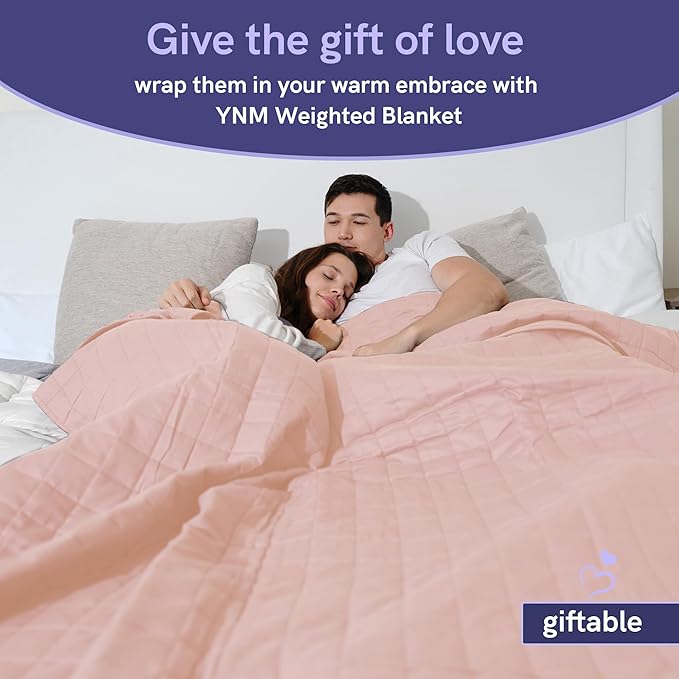 YnM Exclusive Cooling Weighted Blanket, Smallest Compartments with Glass Beads, Cooling Nylon/PE (Hushed Violet, 88"x104" 20lbs), Two Persons 90~160lbs Sharing Use on Queen/King Bed