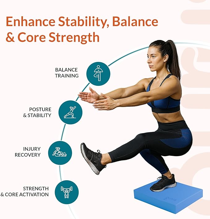 Gurus Balance Pad – High-Density Foam Balance Pad Physical Therapy for Stability & Strength, Exercise Foam Pad for Balancing, Non-Slip Lightweight Trainer for Home Gym & Rehab (Blue)