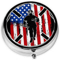 Pill Box,Fireman Flag American Firefighter Round 3 Compartment Pill Box Pocket Purse Decorative Box Portable Mini Travel Medicine Case Tablet Vitamin Holder Organizer Pill Case