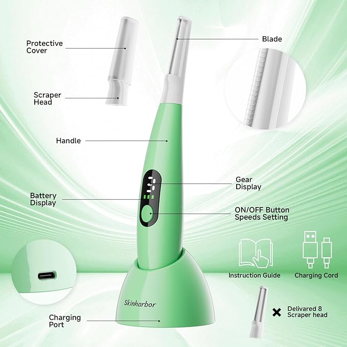 Sonic Dermaplane Razor for Women Face,Women’S Facial Exfoliation & Peach Fuzz Hair Removal System,Anti-Aging–3 Speeds–8 Dermaplaning Blades–Rechargeable,Sonic Dermaplaning Tool