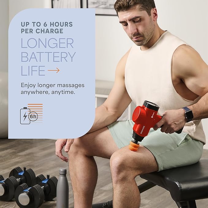 LifePro Sonic Massage Gun Deep Tissue – Quiet Handheld Percussion Massager for Athletes, Pain Relief & Recovery – 8 Heads, 5 Speeds, Long Battery
