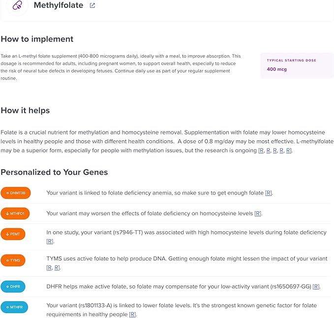 Genetic Methylation Test Kit | Methylation Pathway Including MTHFR, COMT, MTR, MTRR, CBS, BHMT Gene Variants | Personalized Recommendations to Optimize Methylation