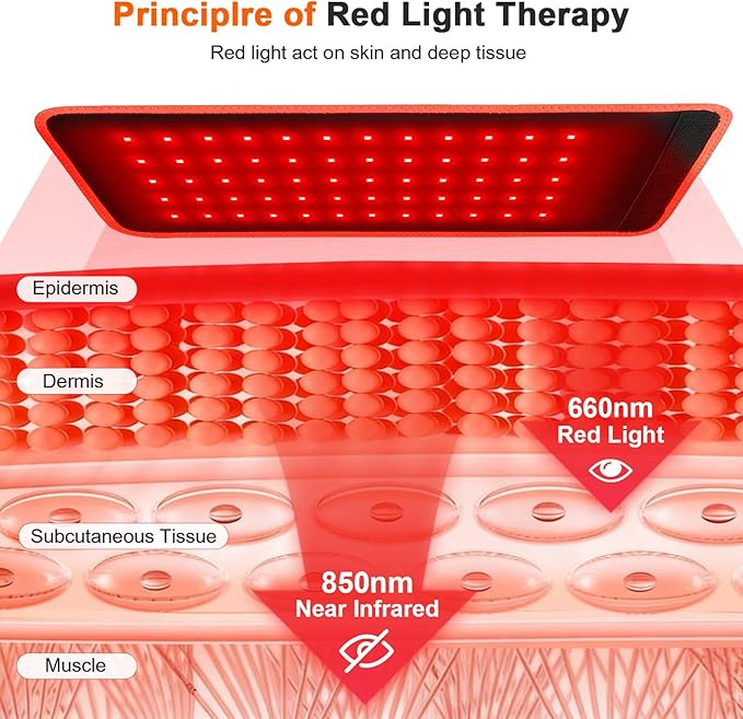 Rechargeable Red Light Therapy for Body, Therapy for Back Belt Knee, 660nm 850nm, Portable Infrared Heating Pads for Dogs, 4 Therapy Light Modes, Wireless Infrared Red Light for Pain NIR