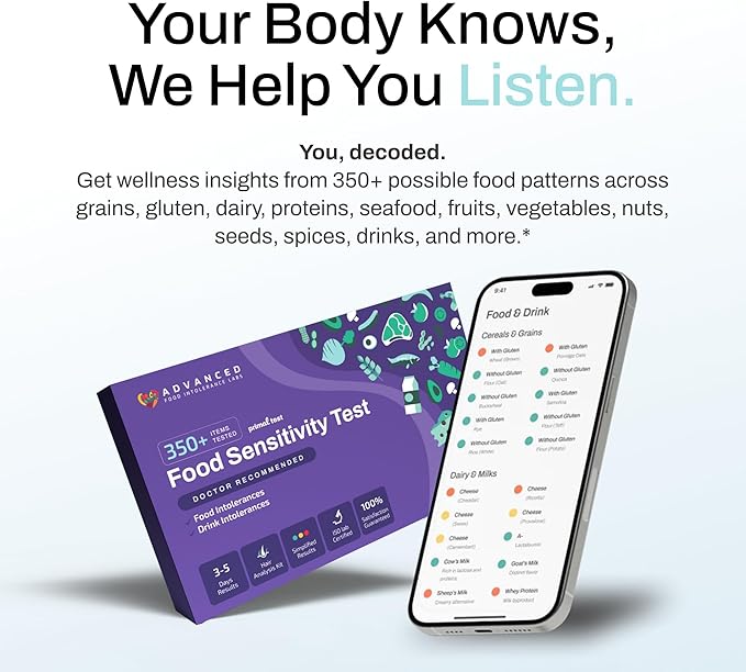 AFIL Primal | Food & Drinks Sensitivity Home Test Kit for Adults & Kids | 350+ Items, Gluten, Dairy | Fast Results | Holistic Health