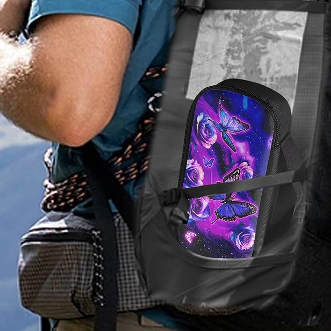 Purple Butterfly Roses Insulin Cooler Travel Case Insulated Glucose Meter and Diabetic Supplies Storage Carrying Bag for Needles, Infusion Sets, Insulin Cartridges, Tester Strips