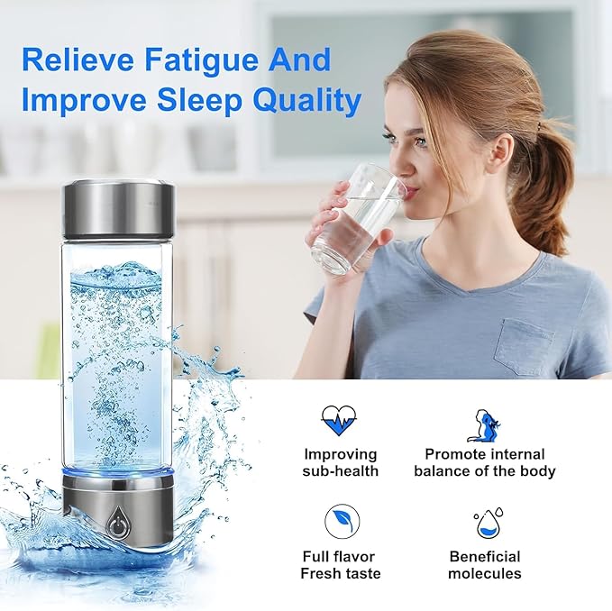 Upgraded Hydrogen Water Bottle, Portable Hydrogenated Water Bottle with SPE PEM Technology, 420ml Hydrogen Water Ionizer Machine, Hydrogen Water Bottle Generator for Home, Office, and Travel